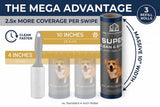 The Chalgroves 10 Inch Mega Lint Roller Refills (3 Pack, 150 Sheets) - Extra Sticky Pet Hair Remover, Compatible with Evercare, Layers & Smart Design
