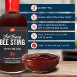 PS Seasoning Hot Honey Bee Sting Chipotle BBQ Sauce - All-Purpose Glaze, Marinade, Baste, and Dip - Sweet and Spicy Grilling Sauce for Chicken Wings