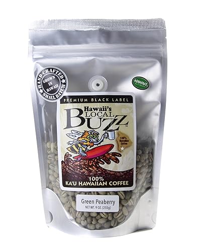Hawaii's Local Buzz Premium Black Label Peaberry, Green (Unroasted) Beans, 9 Ounce