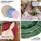 TCF Linen 11" Dinner Plates -Set of 30 - Plastic Coffee Brown Round Disposable Chargers With Gold Ruffled Rim, Ideal for Dinner Party Wedding Bulk