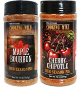 Two Pack-Maple Bourbon Rub-Seasoning + Cherry Chipotle Rub-Seasoning, Great for Ribs, Pulled Pork, Wings, Brisket, Salmon, Shrimp, Turkey, Chicken.