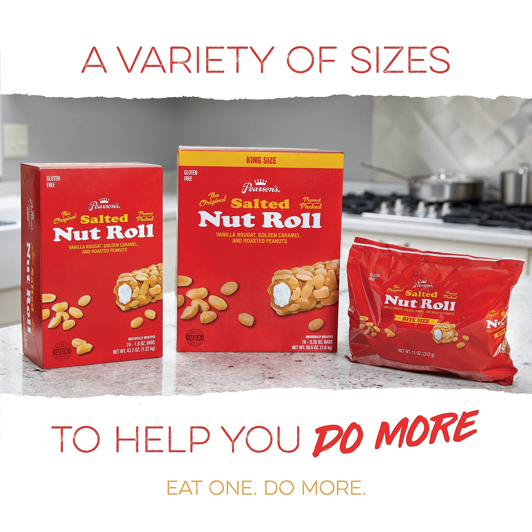 Pearson's King Original Salted Nut Roll | Loaded With Crunchy Roasted Peanuts, Golden Caramel, and Chewy Nougat | Pack of 18-3.25 oz. King-Sized Candy