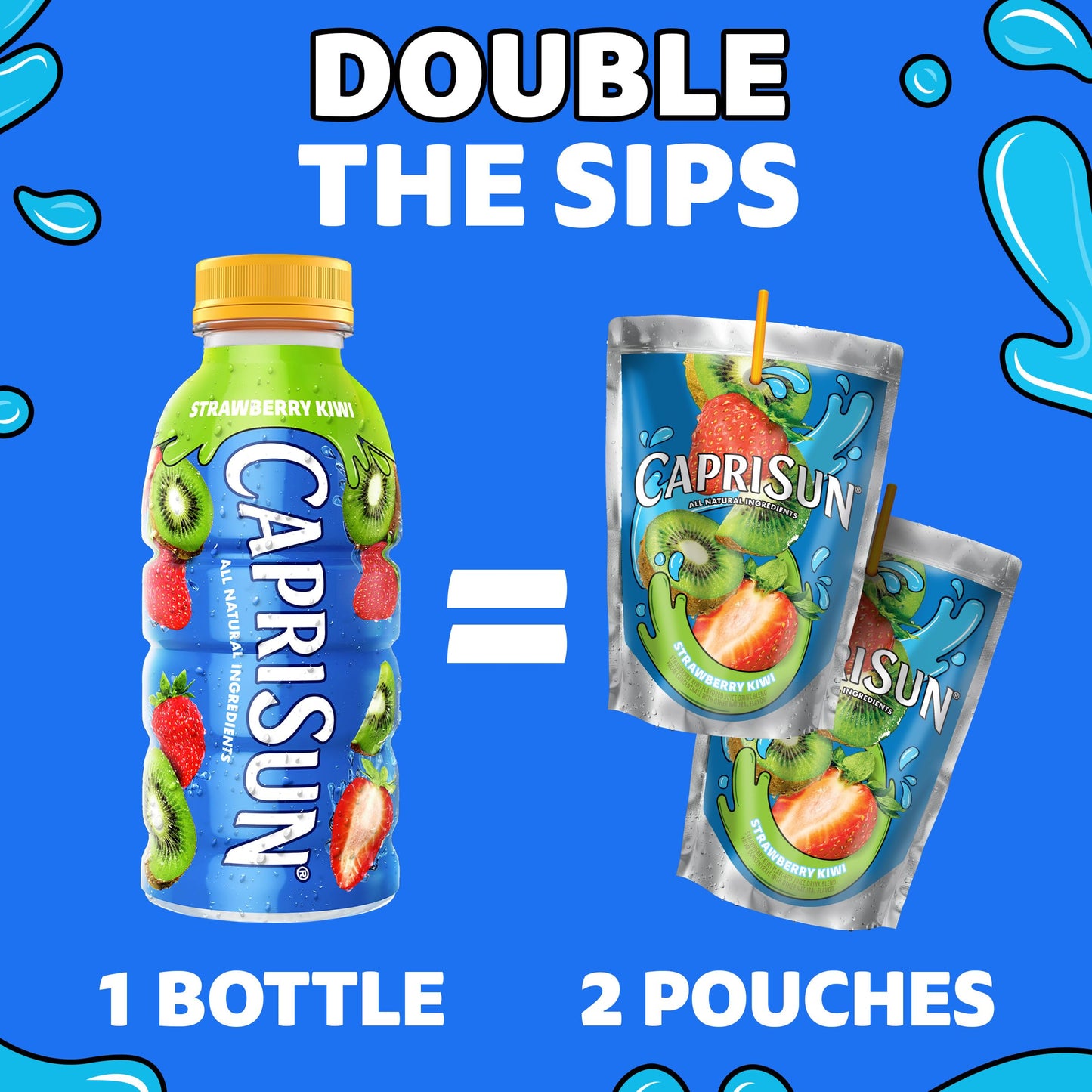 Capri Sun Strawberry Kiwi Flavored Juice Drink Blend from concentrate with other natural flavors, 12 fl oz Bottle