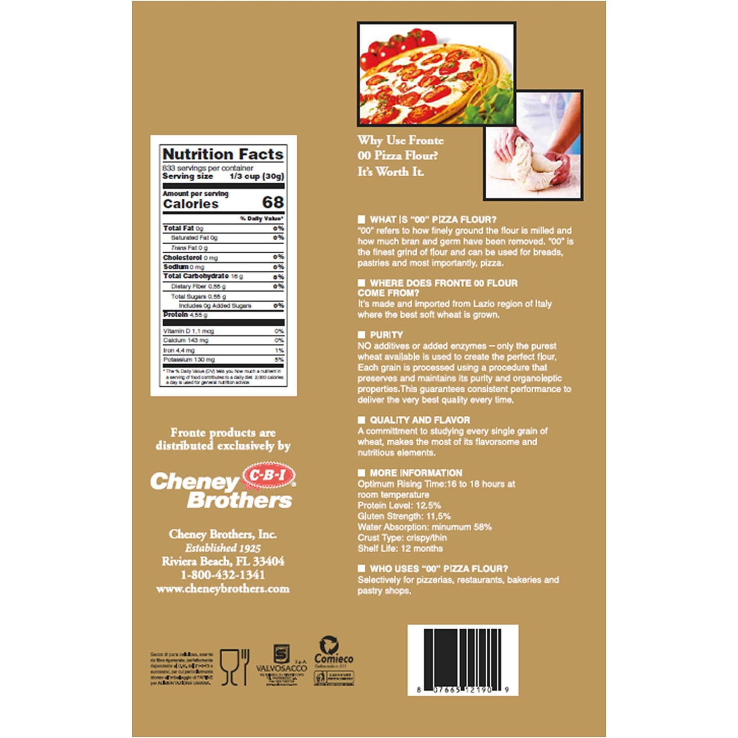 Bulk 55 Lbs, All Purpose, All Natural "00" Flour for Pizza, Pasta, and Baking, (25 kg, 55 lbs) by Fronte