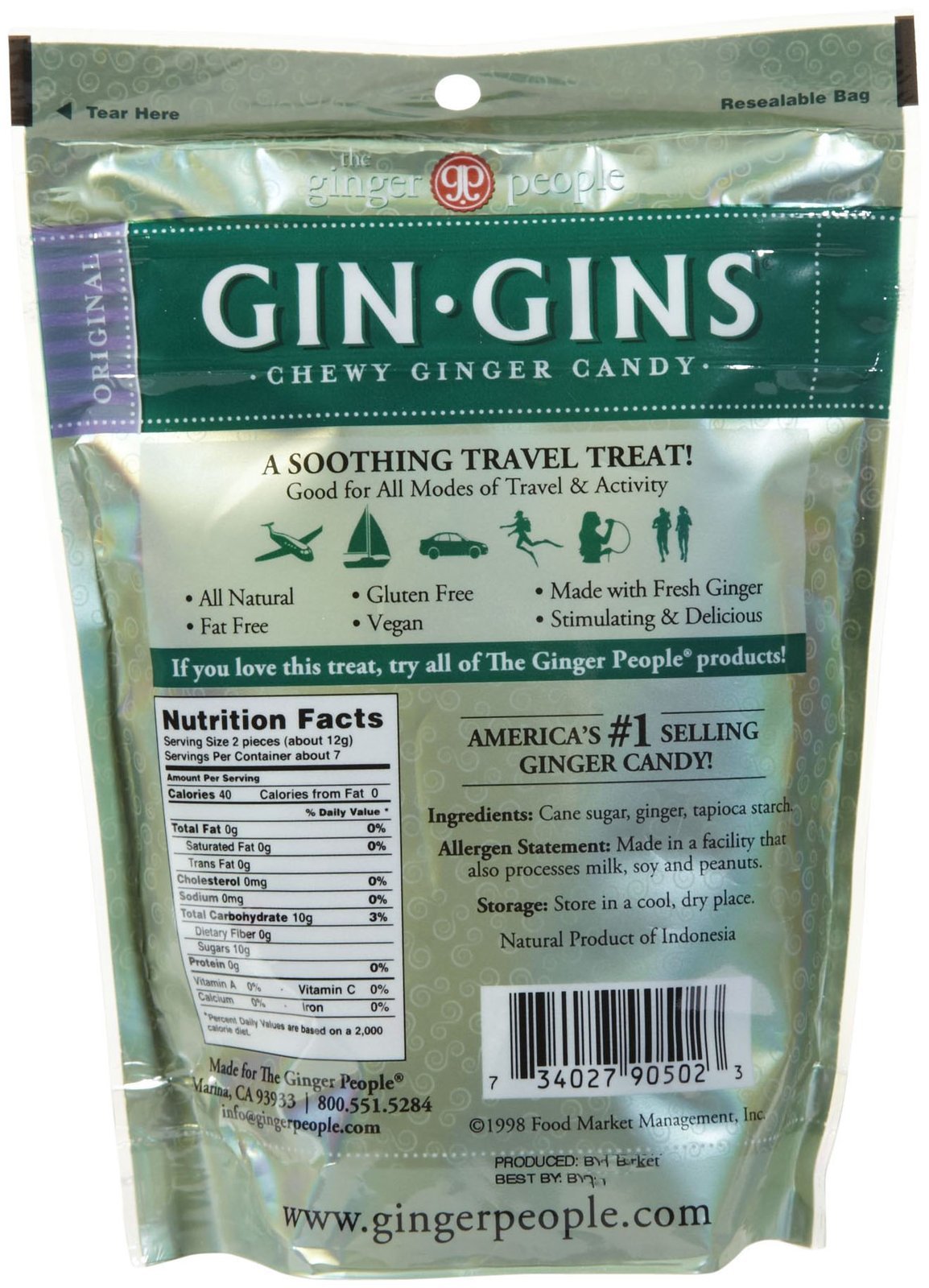 The Ginger People Original Gin Gins Chewy Ginger Candy - 3 oz - 2 pk