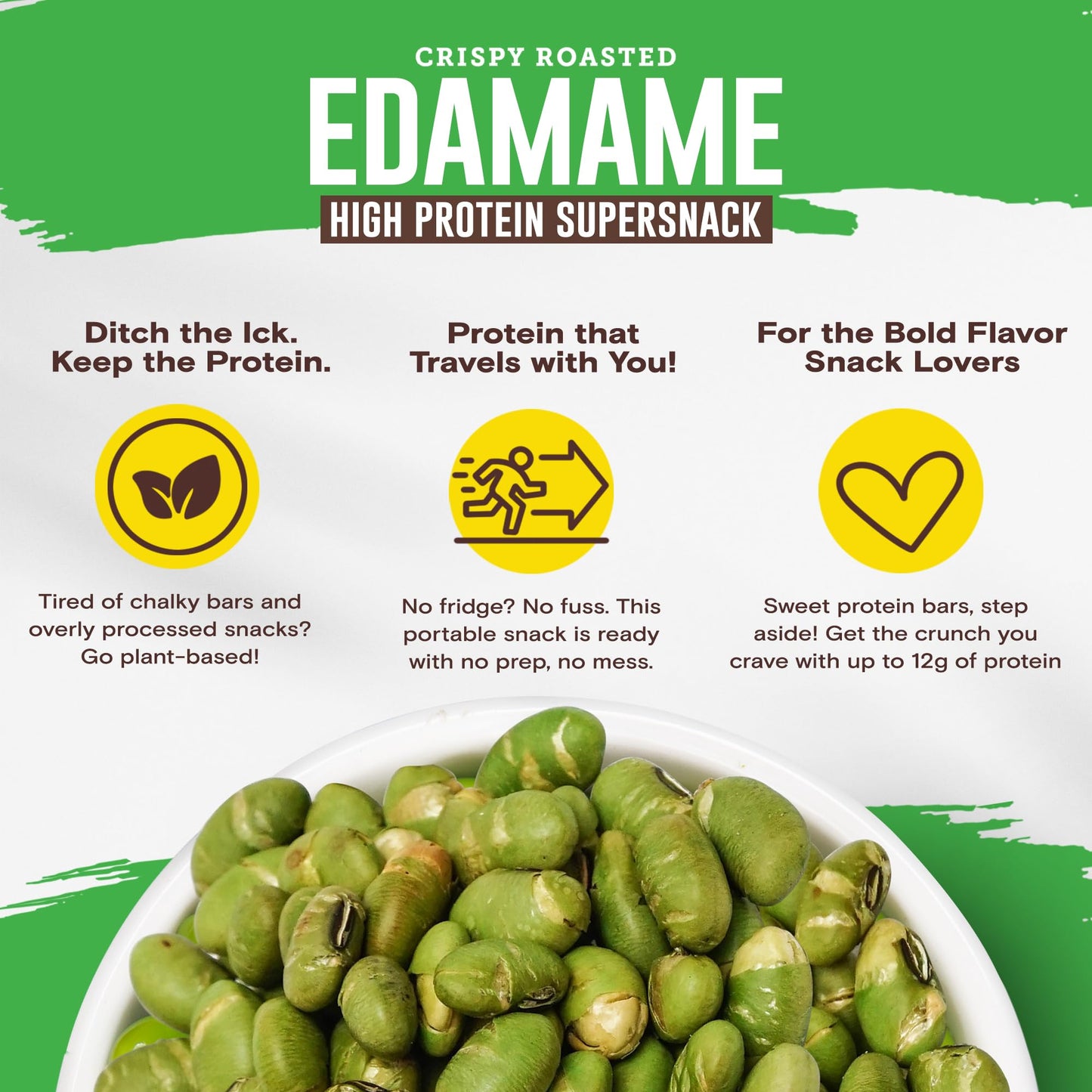 Biena Crispy Roasted Edamame Beans Snack - High Protein Low Carb Snack for Adults & Kids, 12g Protein per Serving - Made w/Avocado Oil - Vegan