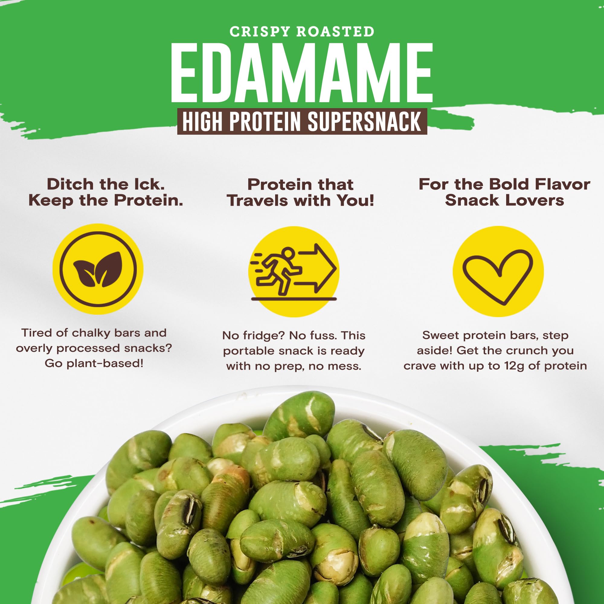Biena Crispy Roasted Edamame Beans Snack - High Protein Low Carb Snack for Adults & Kids, 12g Protein per Serving - Made w/Avocado Oil - Vegan
