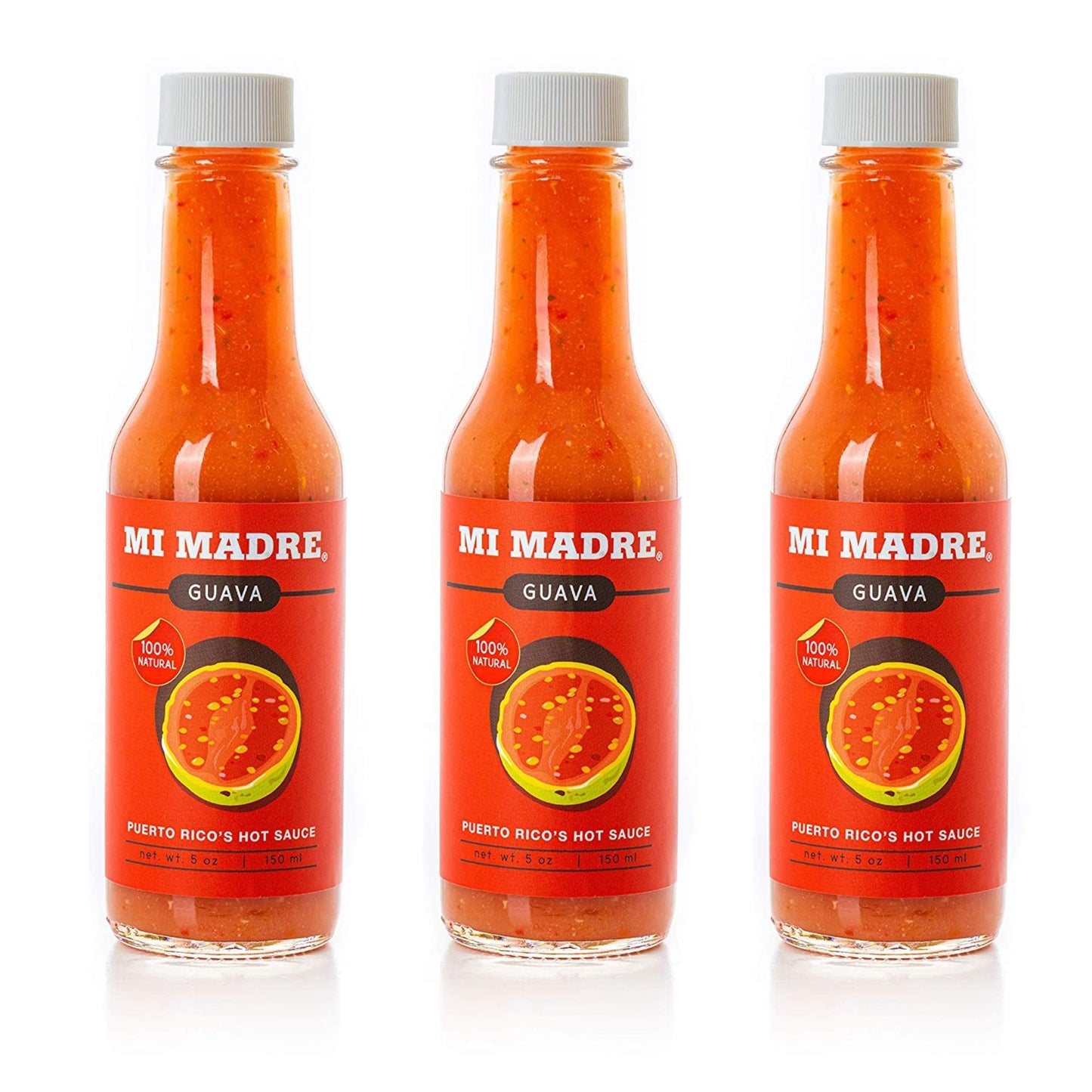 Mi Madre Guava Hot Sauce, Handcrafted in Puerto Rico, 100 Percent Natural, 5 Ounce (Pack of 3)