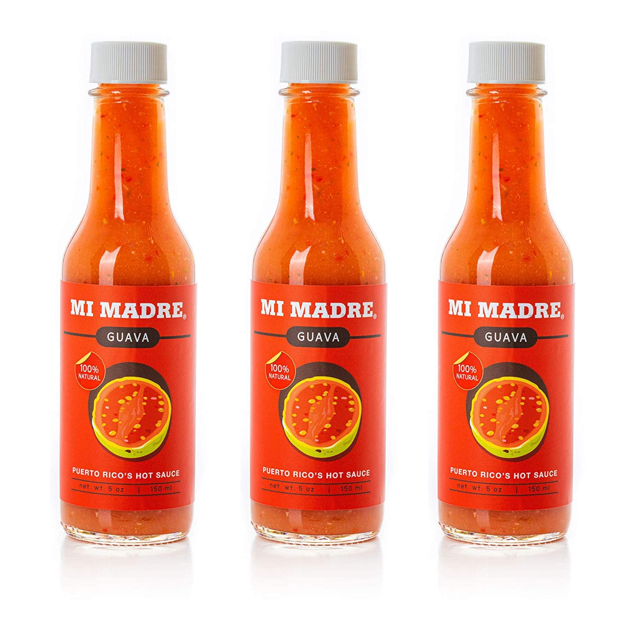 Mi Madre Guava Hot Sauce, Handcrafted in Puerto Rico, 100 Percent Natural, 5 Ounce (Pack of 3)