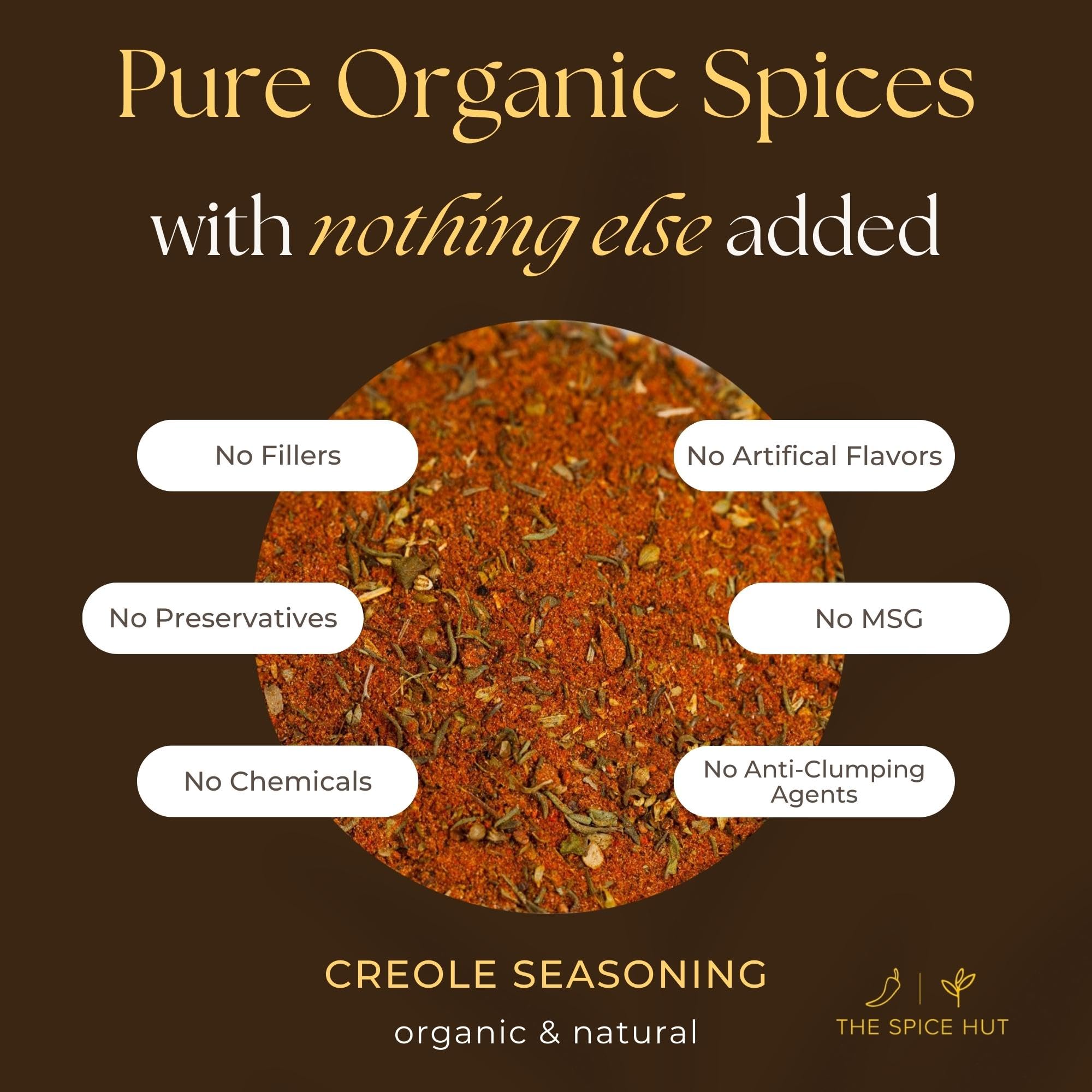 Organic Creole Seasoning, Cajun/New Orleans/Louisiana Cooking, Gumbo & Jambalaya, Bulk Pouch, Salt Free, 16 Oz, The Spice Hut