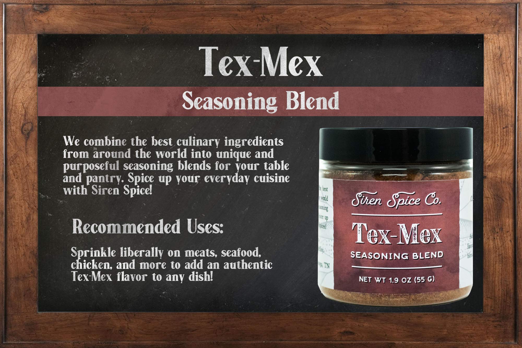 Siren Spice Tex-Mex Seasoning - Seasoning Blend of Cumin, Ancho Chili, Garlic, Onion, Paprika, Oregano, Cayenne. Handcrafted Spice Blends - USA Made