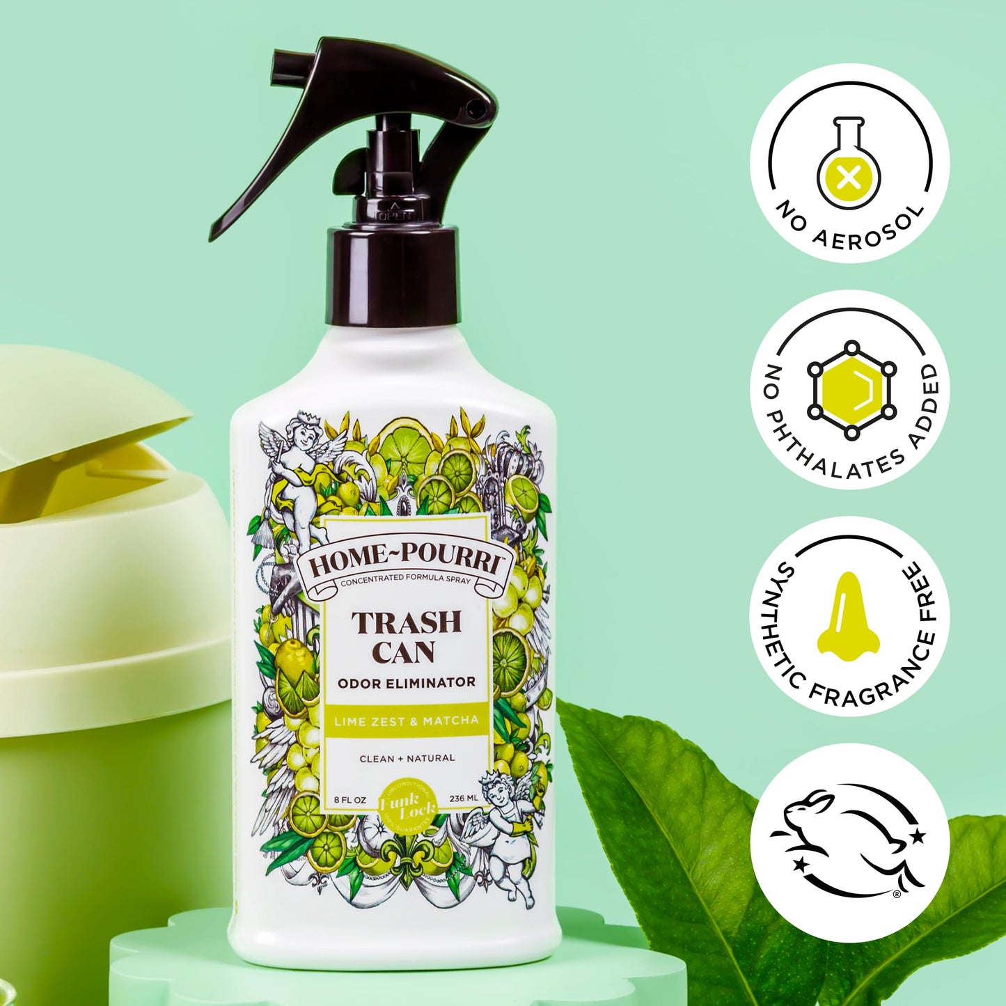 Home-Pourri Trash Can Odor Freshener, 8 Fl Oz - Lime Zest and Matcha