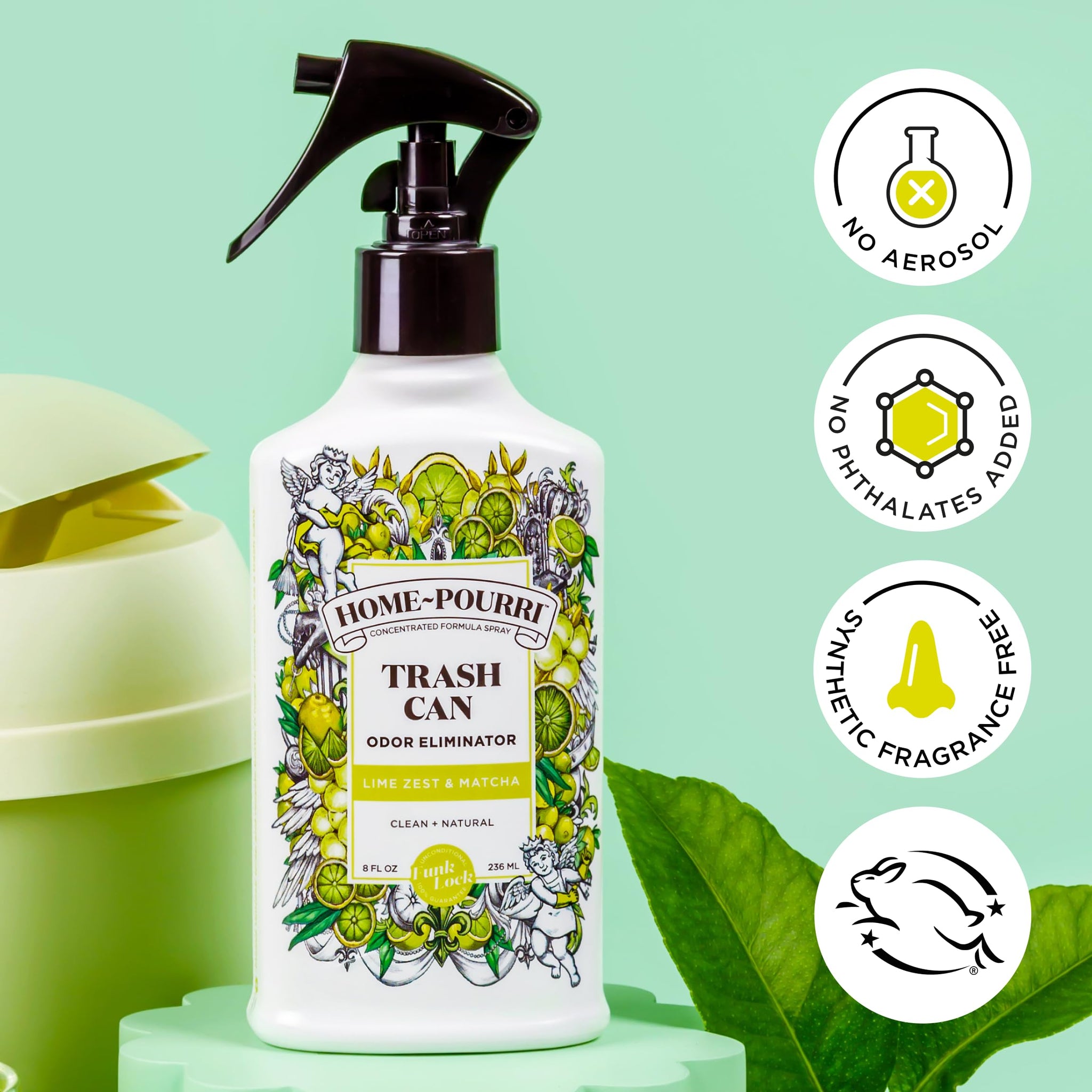 Home-Pourri Trash Can Odor Freshener, 8 Fl Oz - Lime Zest and Matcha