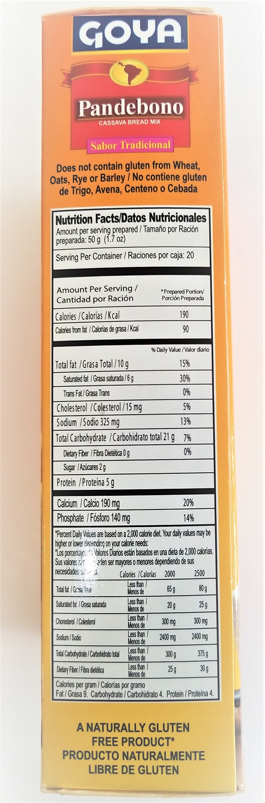Goya Foods Pandebono Traditional Cassava Bread Mix, 14.11 Ounce (Pack of 20), (3190)