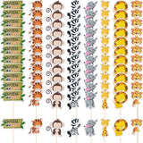 96 Pieces Safari Cupcake Toppers Jungle Animal Cupcake Picks Tiger Zebra Monkey Leopard Elephant Giraffe Lion Toothpicks Zoo Theme Cake Decorations