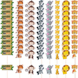 96 Pieces Safari Cupcake Toppers Jungle Animal Cupcake Picks Tiger Zebra Monkey Leopard Elephant Giraffe Lion Toothpicks Zoo Theme Cake Decorations