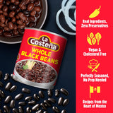La Costeña Whole Black Beans - Ready-to-Eat Canned Black Beans for Mexican Food, Vegetarian Chili Ingredients, Frijoles Negros, Hummus, Dips, Burgers