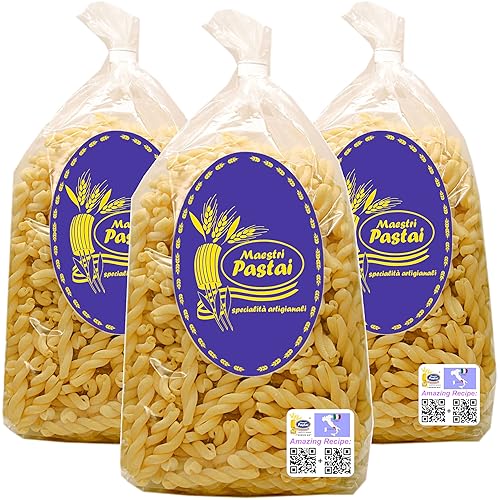 Maestri Pastai, Gourmet Gemelli "Twins" Italian Pasta (Pack of 3), Special "Series 42", Premium Quality Imported from Mercato San Severino, Italy