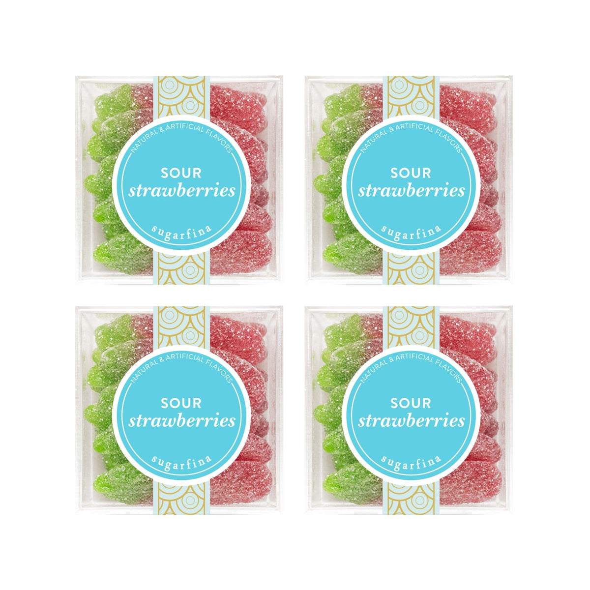 Sugarfina Sour Strawberries Small Candy Cube, Gummies, 3.0 oz, 4 Count