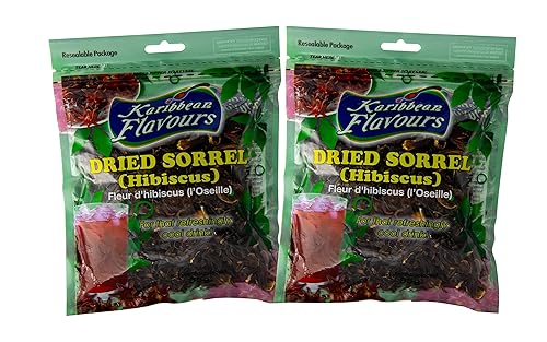 Sorrel Hibiscus Flowers (2 x 3Oz.) Herbal Tea Whole Petal 6 Oz - 100% Natural Dried Raw - Non GMO - Vegan - USFDA Inspected - Makes Refreshing Iced