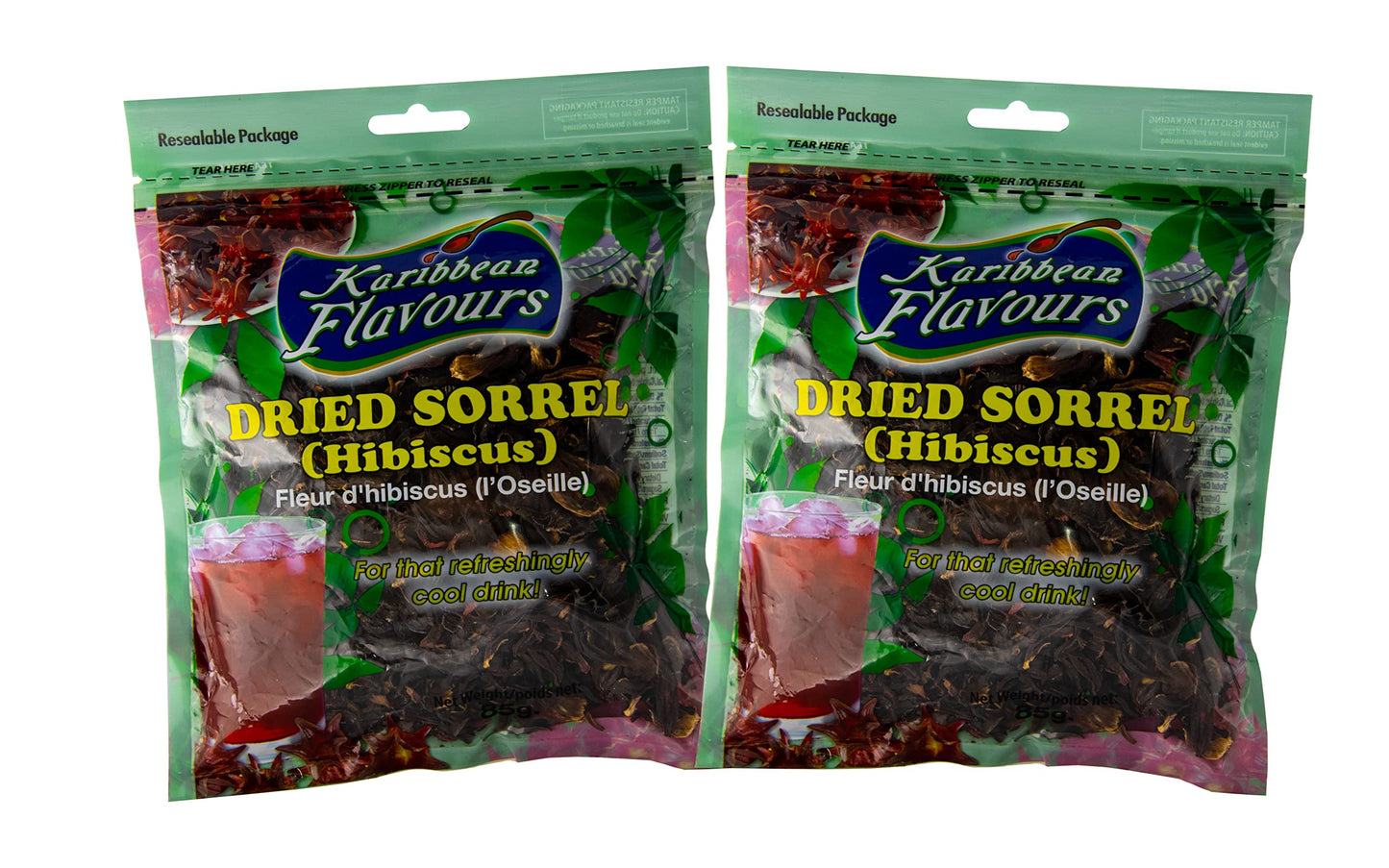 Sorrel Hibiscus Flowers (2 x 3Oz.) Herbal Tea Whole Petal 6 Oz - 100% Natural Dried Raw - Non GMO - Vegan - USFDA Inspected - Makes Refreshing Iced