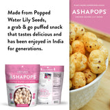 AshaPops Himalayan Pink Salt Flavored Popped Water Lily Seeds, 1 oz (Pack of 6) - Gluten-Free, Vegan, Paleo, Nut-Free, Corn-Free, Soy-Free, Non-GMO