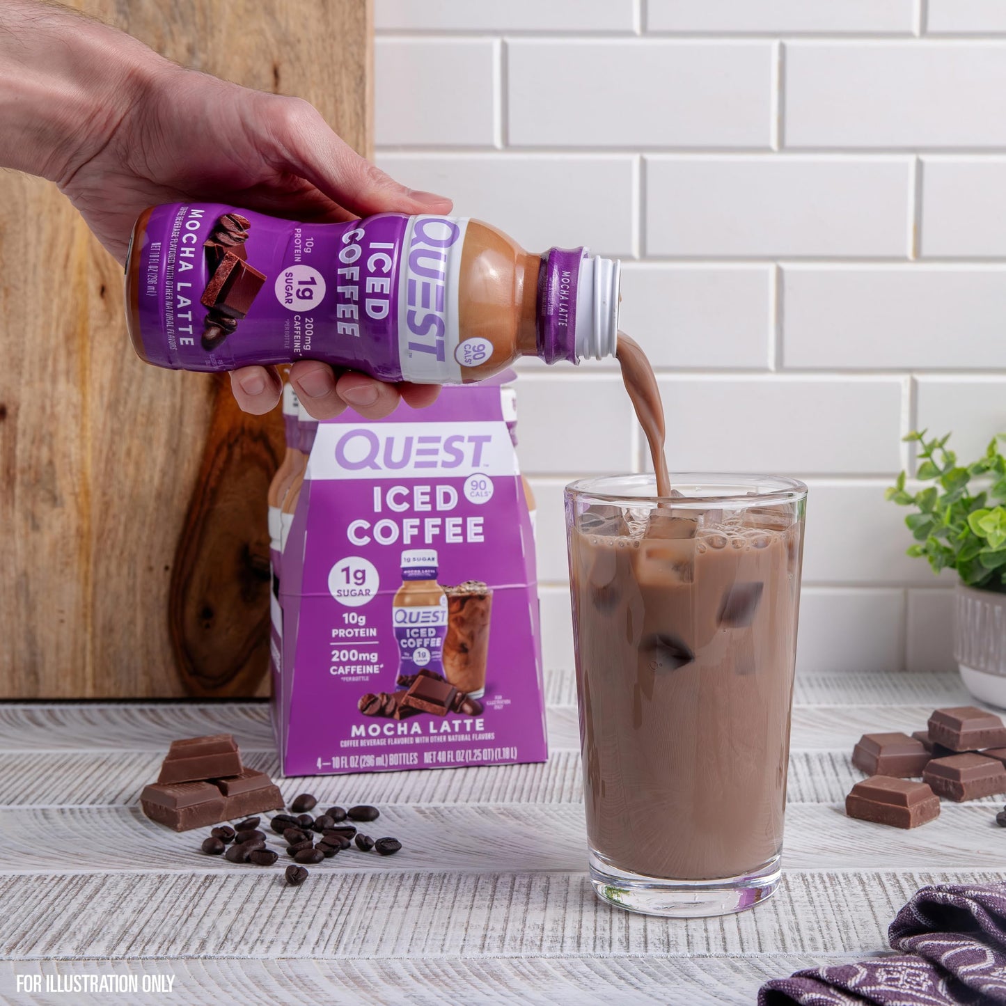 Quest Nutrition Iced Coffee, Mocha Latte, 1g of Sugar, 10g of Protein, 90 calories, 200mg of caffeine, 4 Count