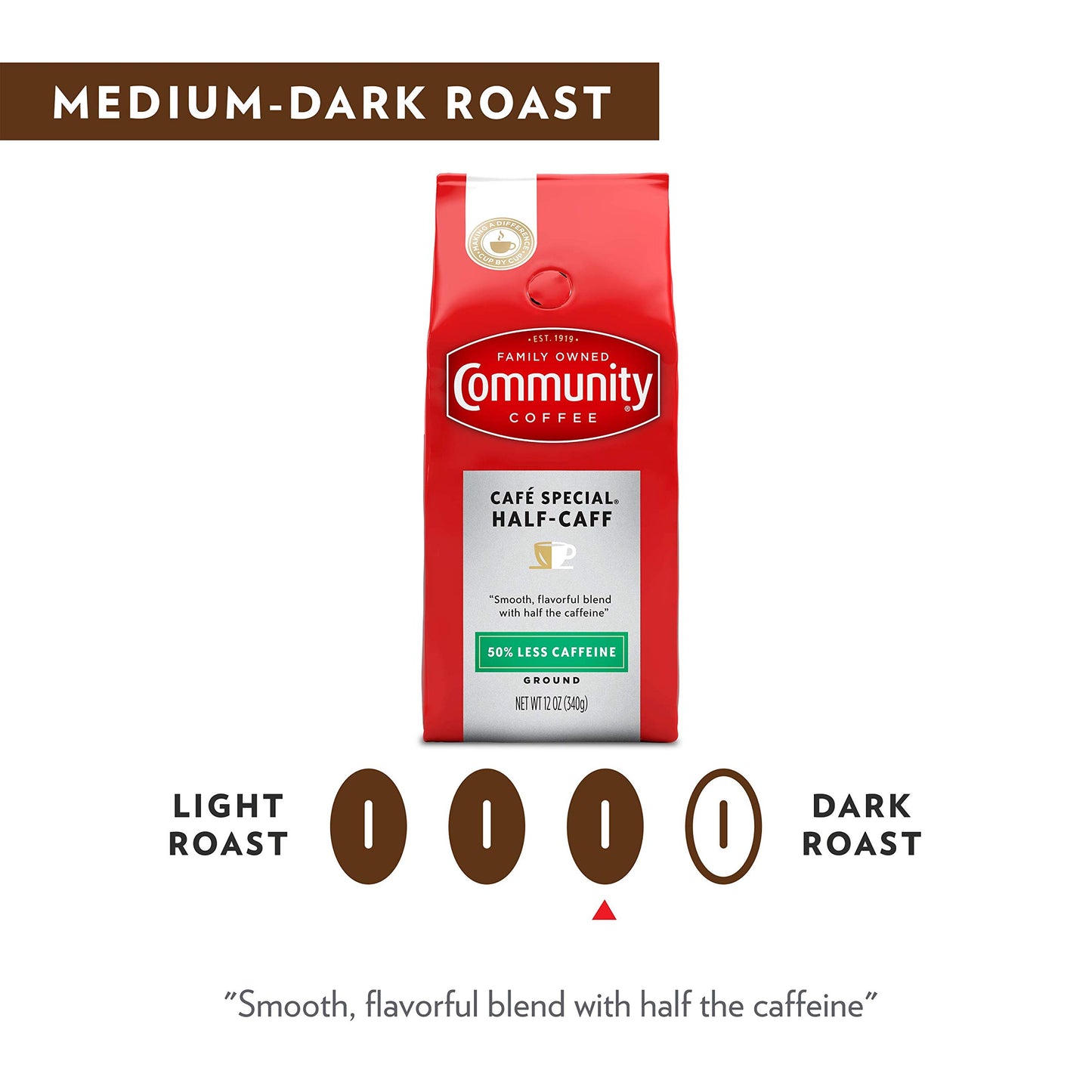 Community Coffee Cafe Special Half-Caff 32 Ounces, Medium Dark Roast Ground Coffee, 32 Ounce Bag (Pack of 1)