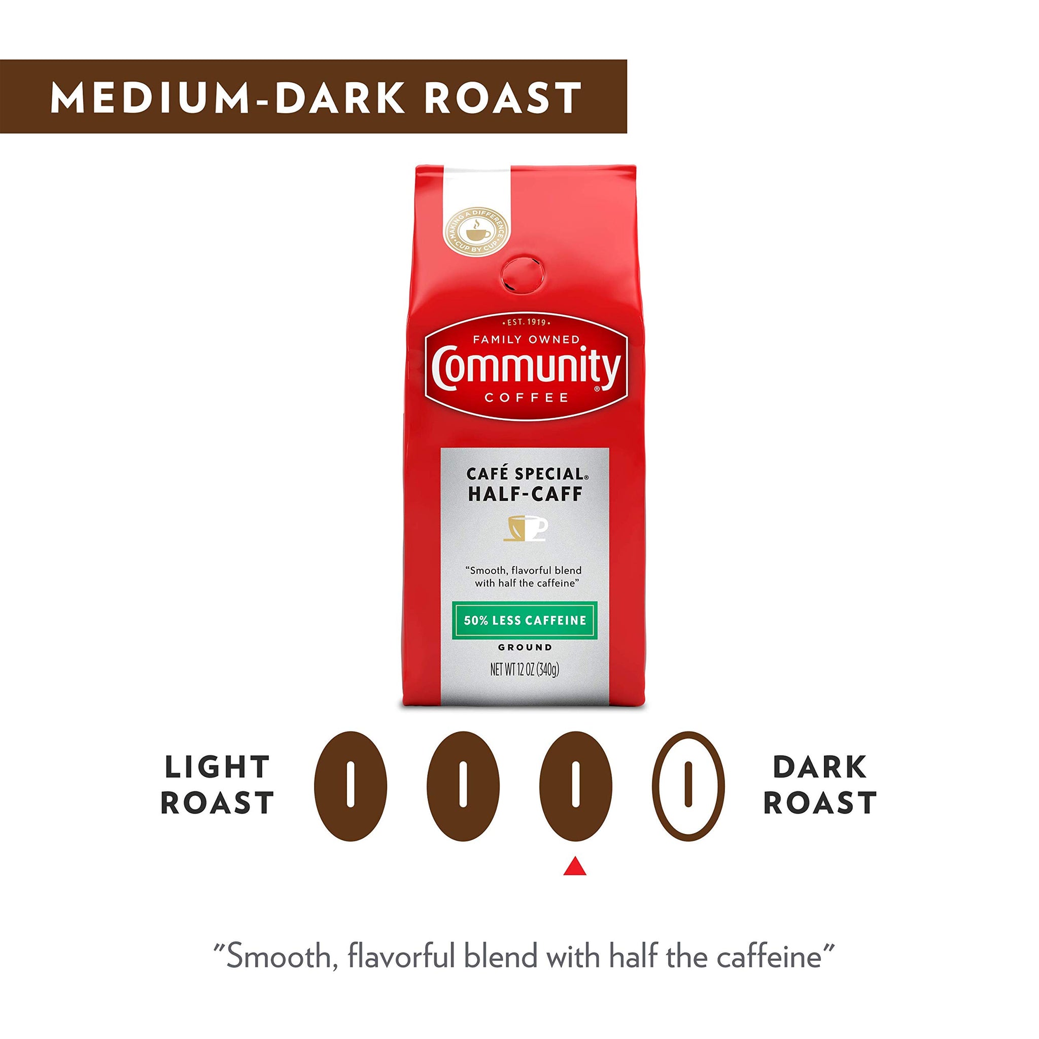 Community Coffee Cafe Special Half-Caff 32 Ounces, Medium Dark Roast Ground Coffee, 32 Ounce Bag (Pack of 1)