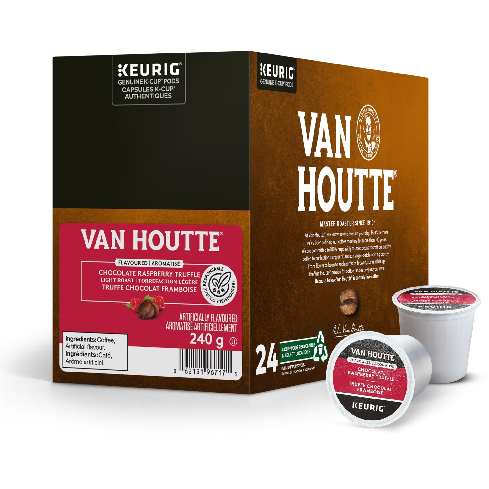 Van Houtte Raspberry Chocolate Truffle Coffee, K-Cup Portion Pack for Keurig Brewers (24 Count)
