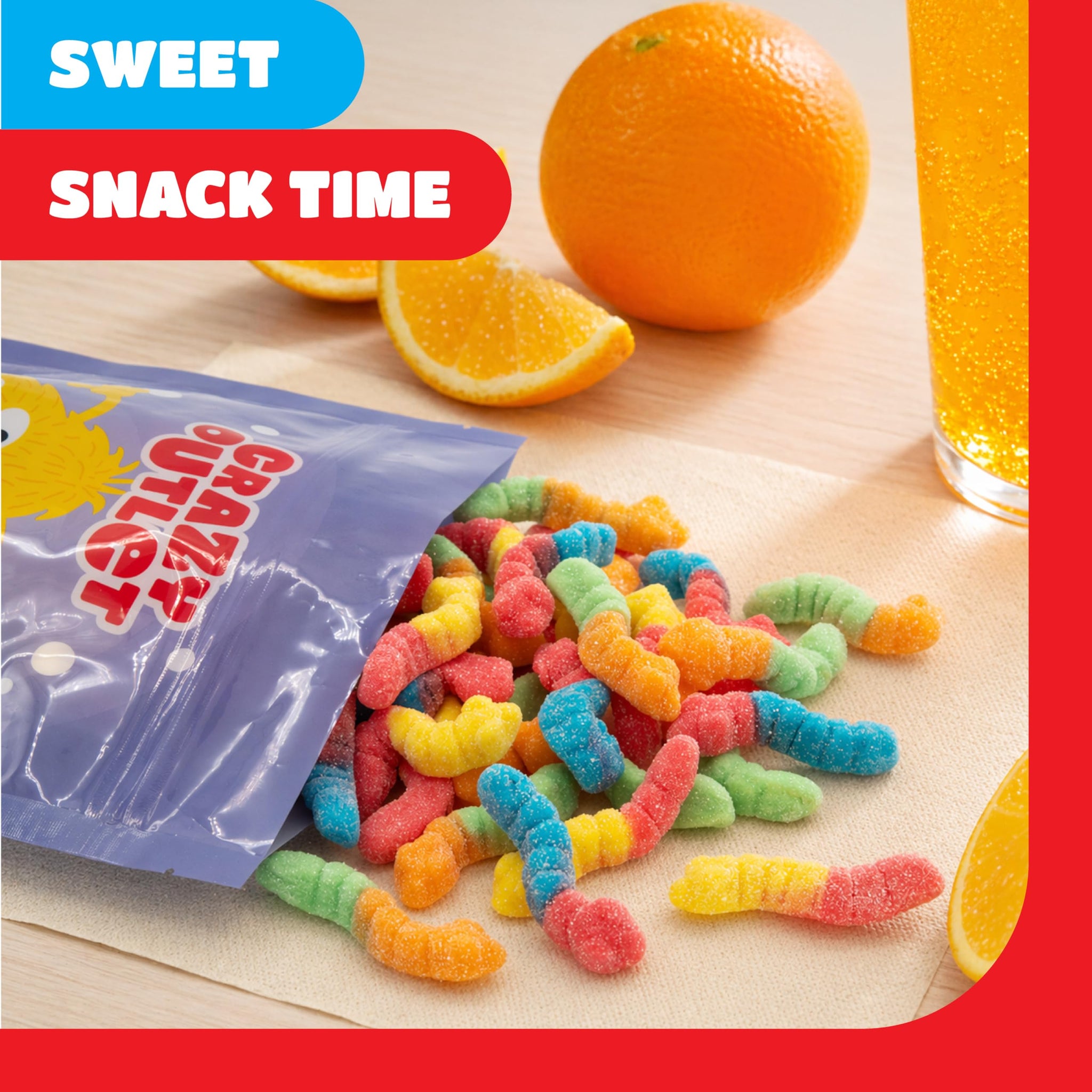 Sour Gummy Worms - 1 Pound Pack - Gummy Candy - Assorted Fruit Flavors - Neon Chewy Candy for Parties, Creative Desserts, and Goodie Bags - Sour