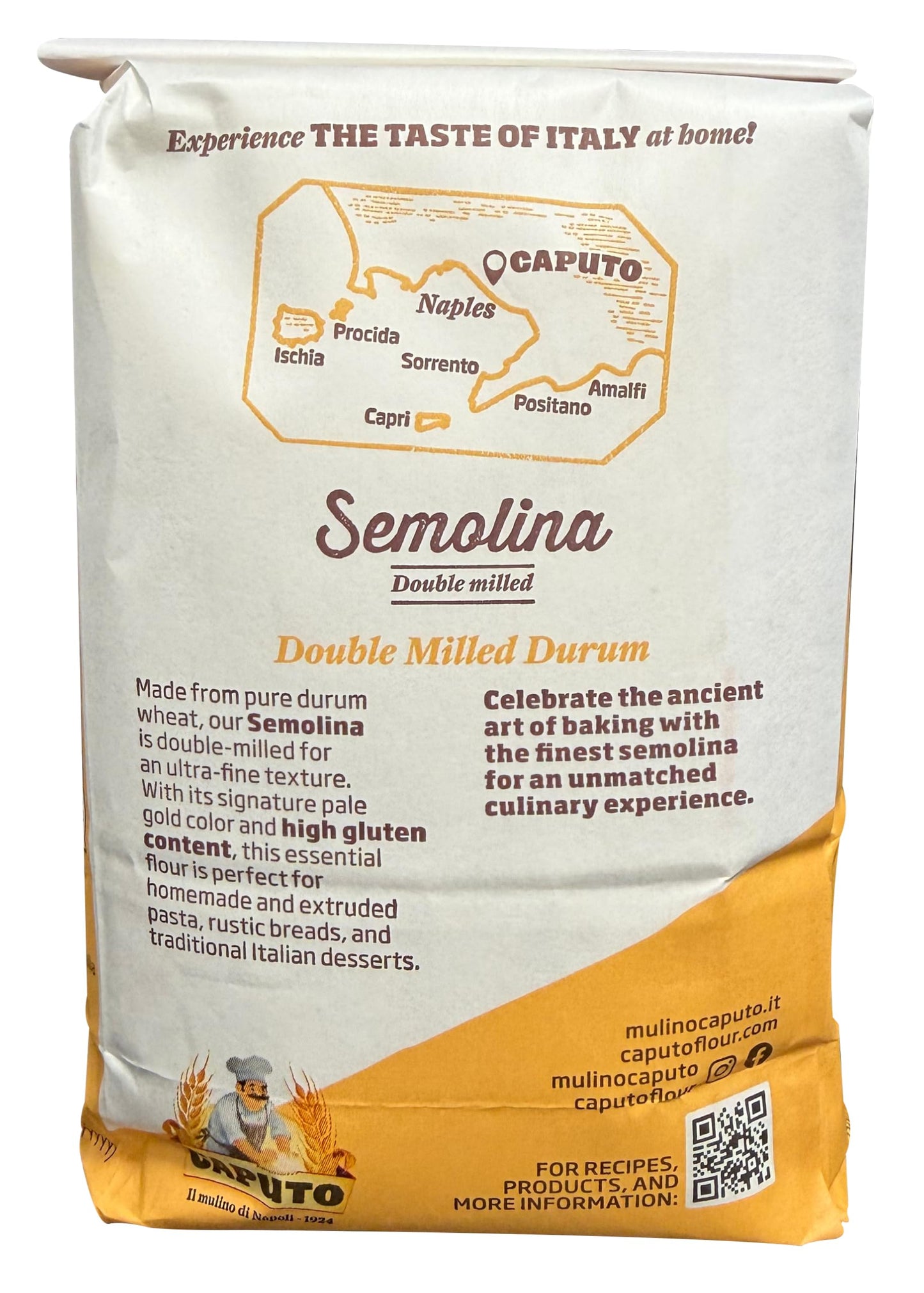 Molino Antimo Semolina Semola Flour, 1 Kilo bag , (Pack of 2)