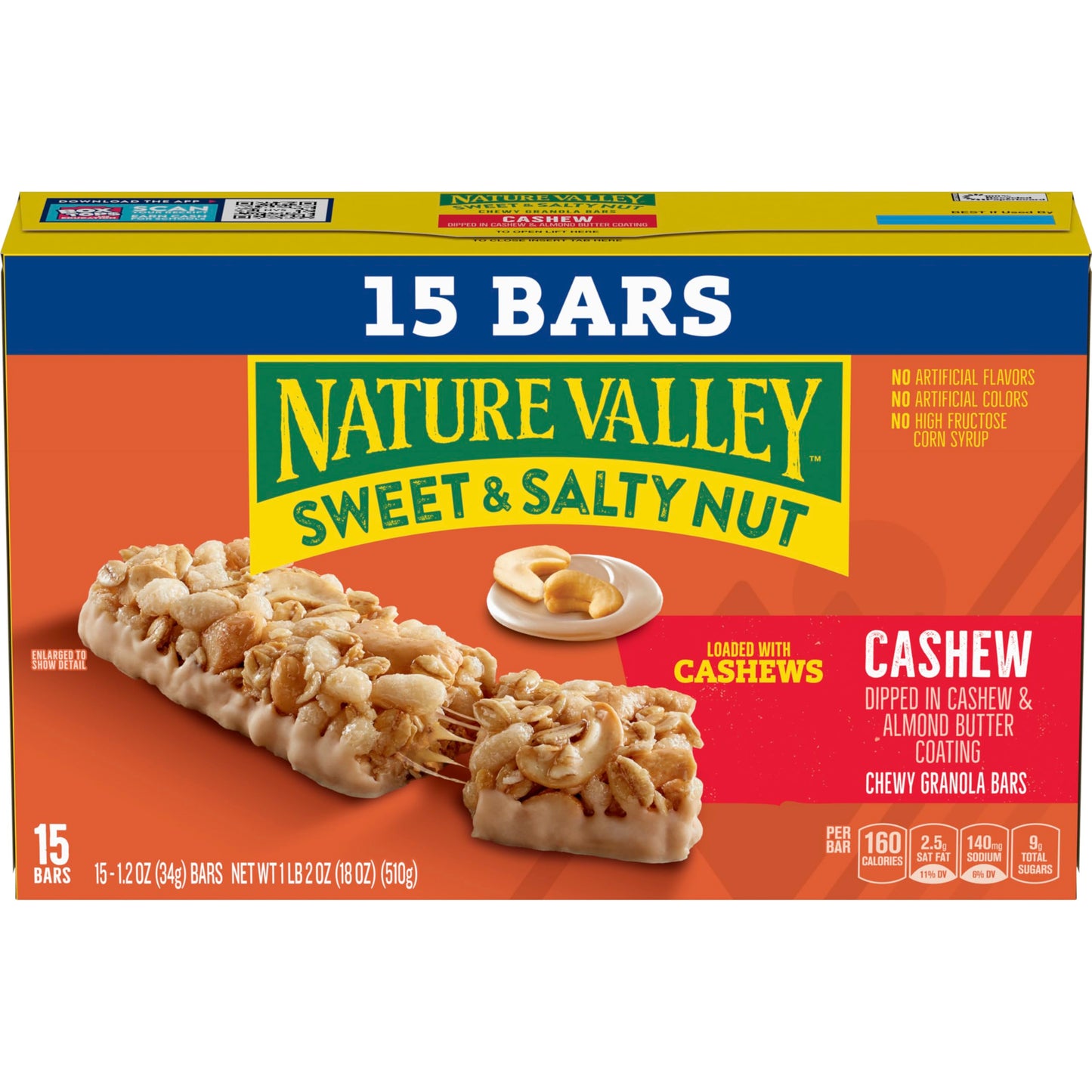 Nature Valley Sweet and Salty Nut Granola Bars, Cashew, 15 Bars, 18 oz