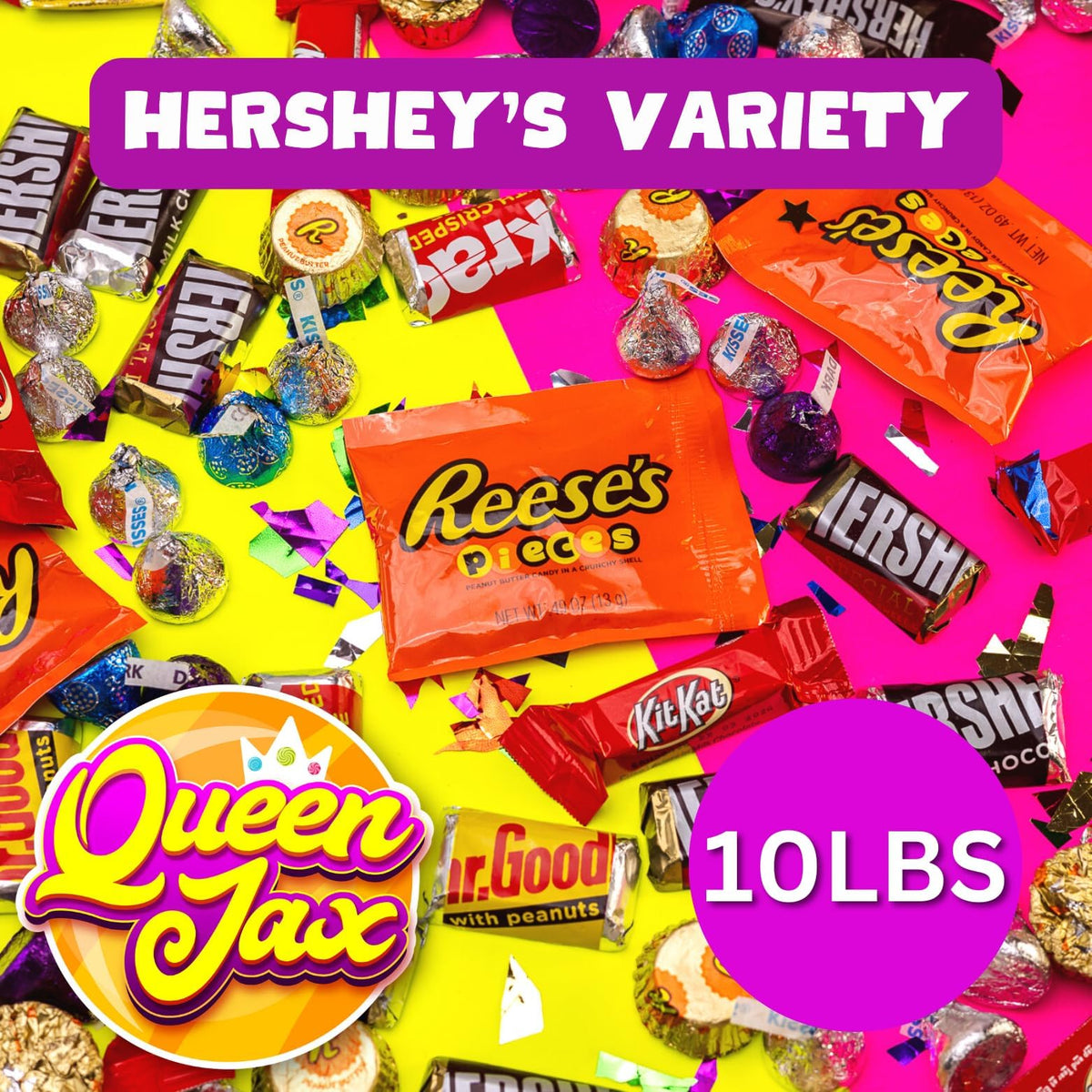 Hershey Chocolate Candy Variety Pack- 10 Lb - Dark Chocolates & Milk Chocolates - Hershey Kisses, Reese, Kitkat + More! - Candy Bulk - Chocolate Bar