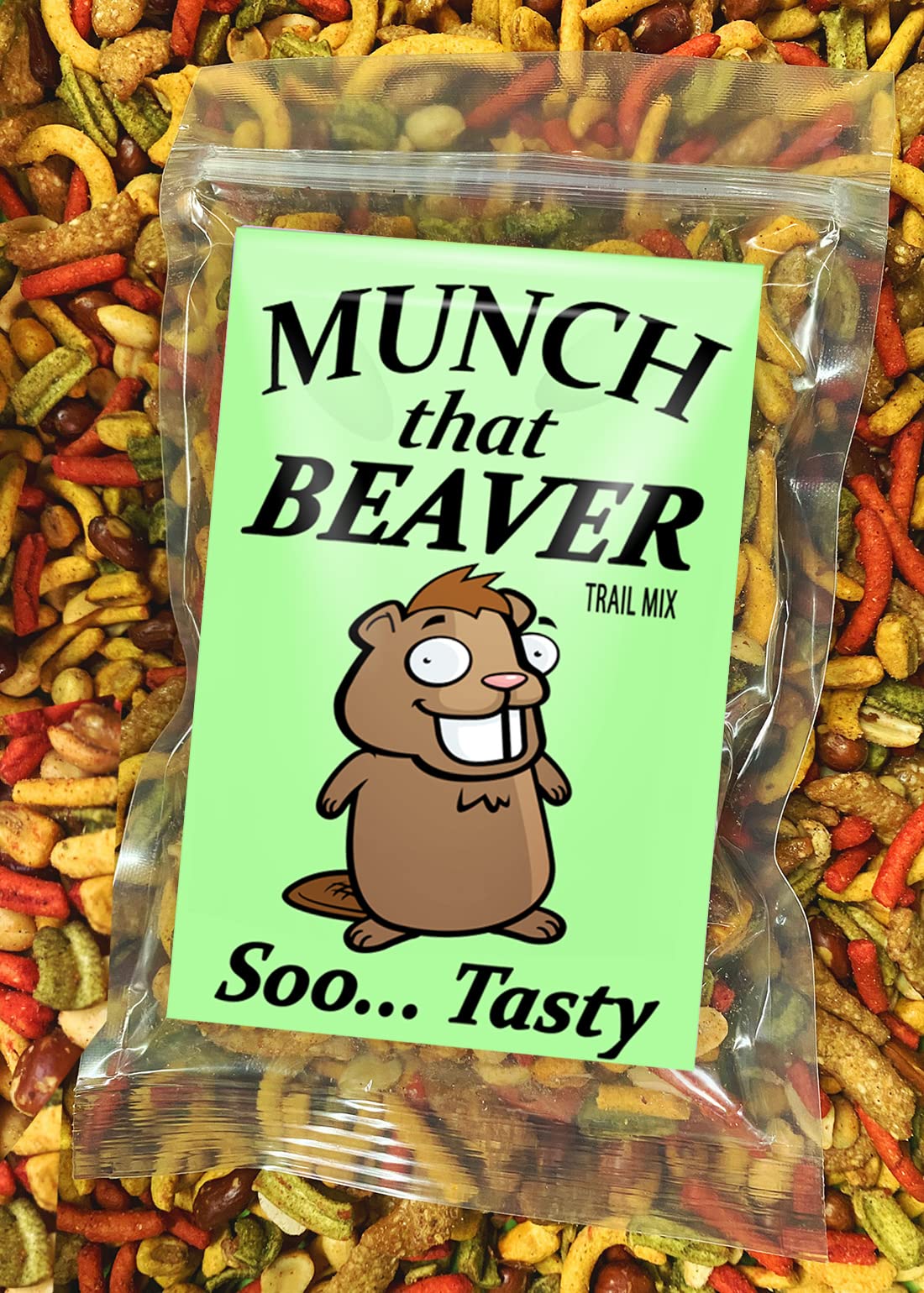 Munch That Beaver Trail Mix - Unique Gift Ideas for Friends, Funny Beaver Gag Gifts for Men and Women, Stocking Stuffers, Salty, Made in America, 9 Oz
