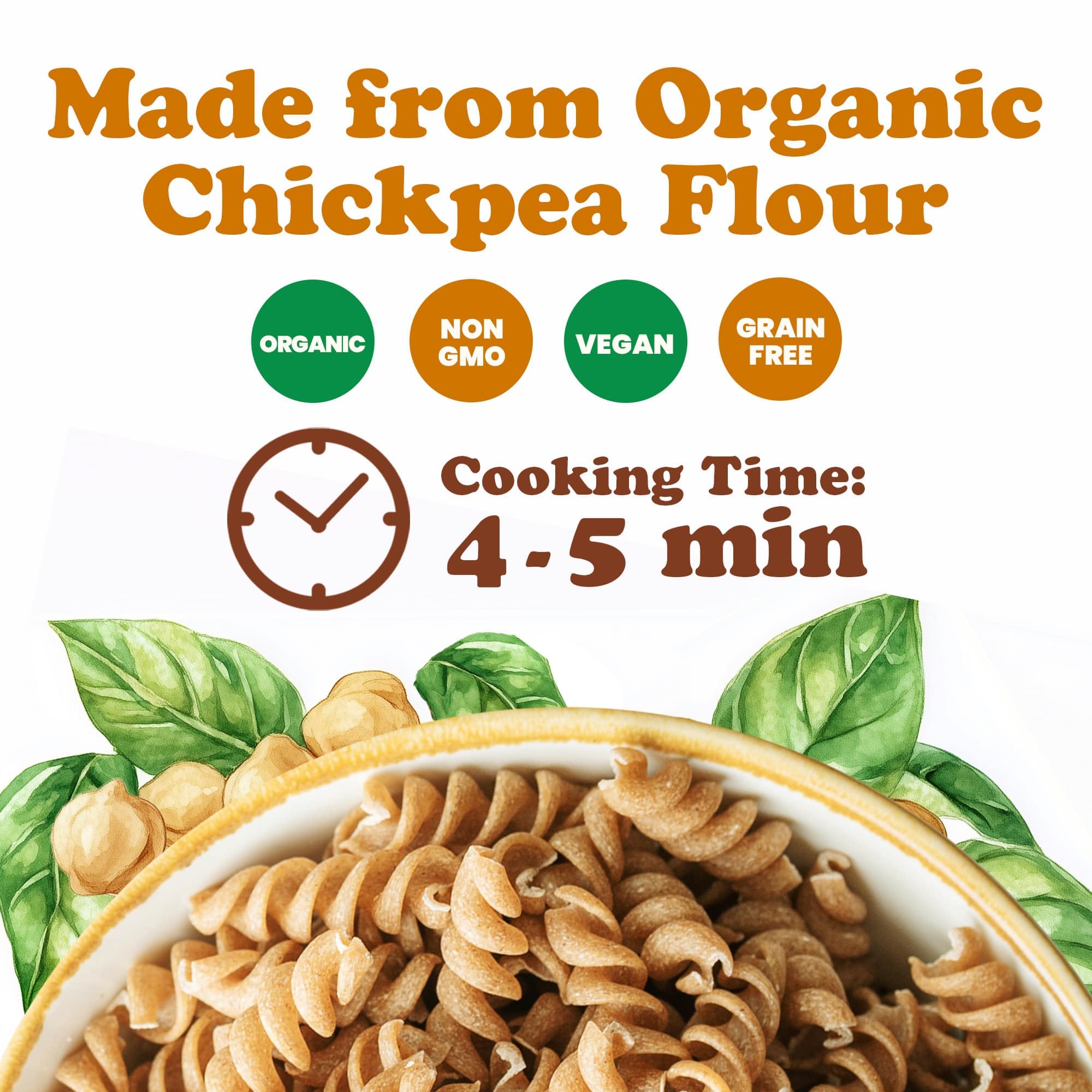 Food to Live Organic Chickpea Fusilli Pasta, 8.8 OZ (Pack of 2) - Non-GMO, Single Ingredient. No Additives. No Major Allergens. Good Source of Plant