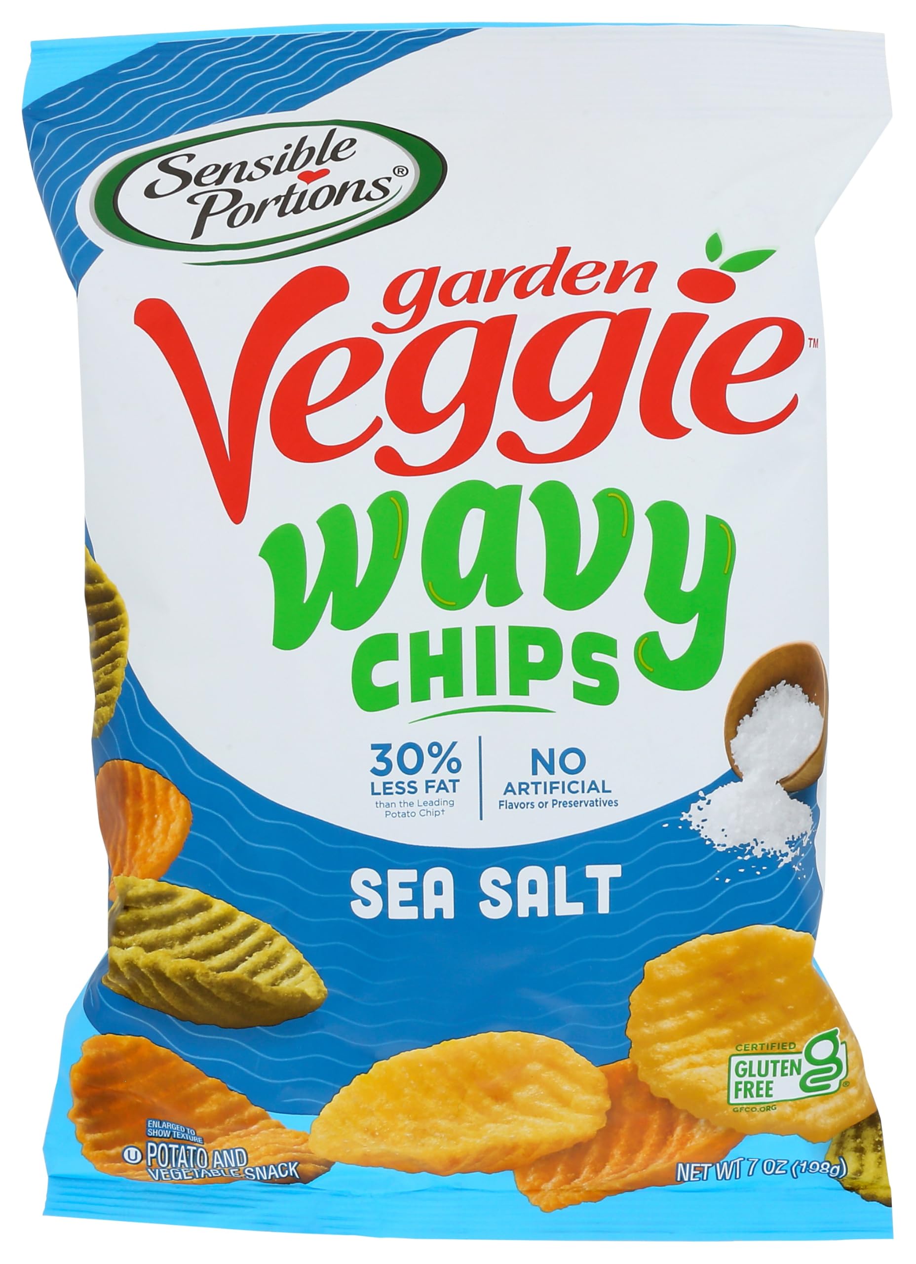 Sensible Portions Garden Veggie Wavy Chips, Sea Salt, 7 Oz