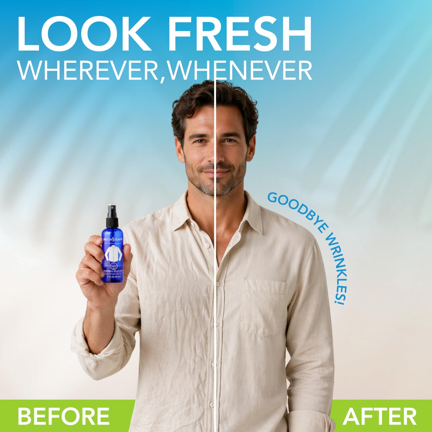 InstaSteam Clothes Wrinkle Release Spray Travel Size - Fragrance Free Wrinkle Release Mist - Fabric Deodorizer, Fabric Softener, & Anti Static Spray