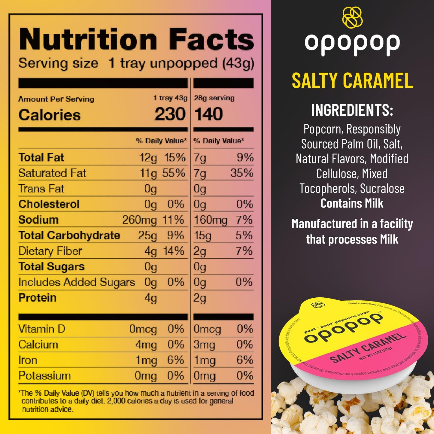 Opopop Microwave Popcorn - Pop Cups Salty Caramel 6-Pack, Non-GMO Gourmet Popcorn Kernels & Popcorn Flavoring, Caramel Popcorn, Gluten Free Snacks