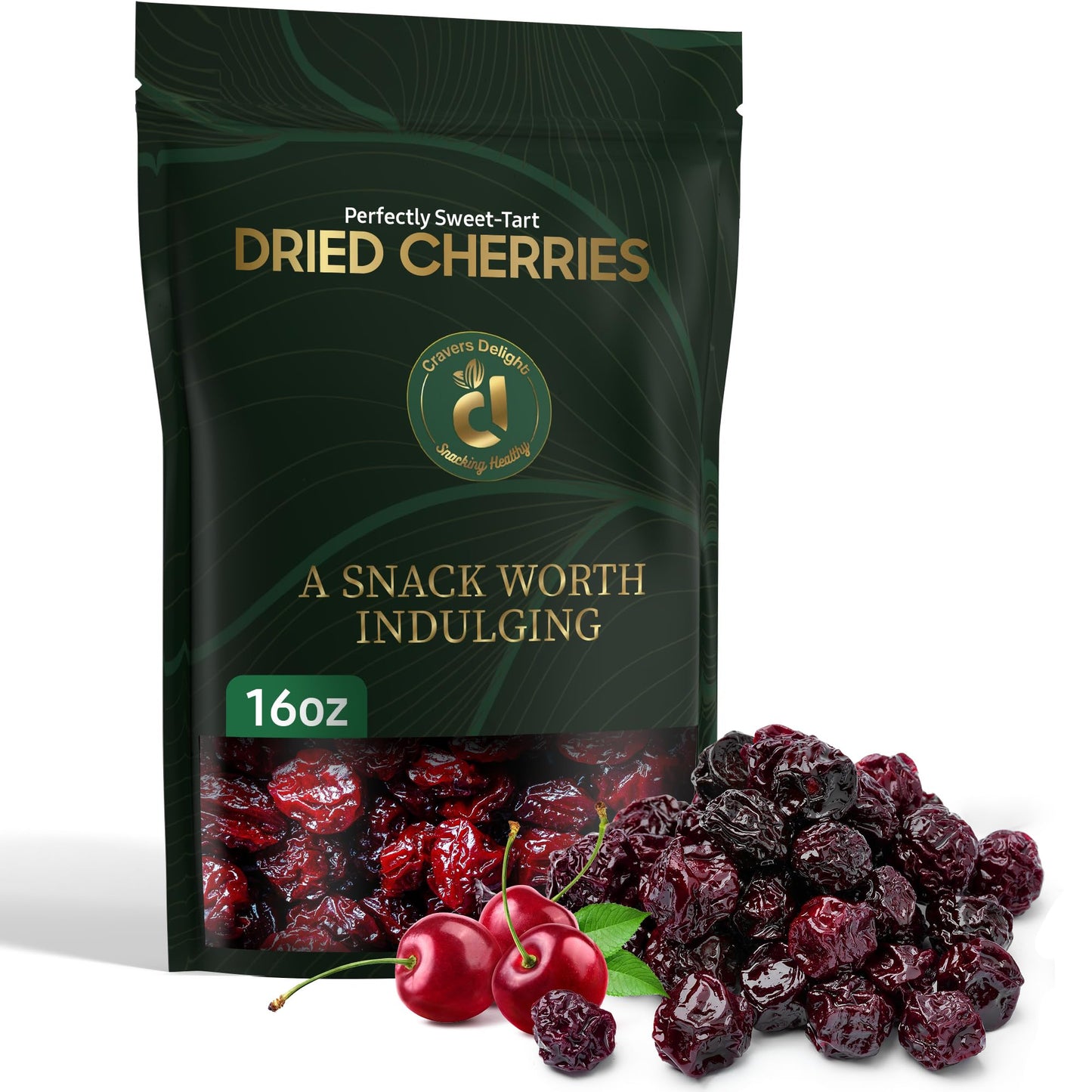 Cravers Delight Sweetened Dried Cherries - 16 oz of Tart Cherry Pitted Dried Fruit, Low Added Sugar - Great for Baking, Mixing & Toppings - Non-GMO