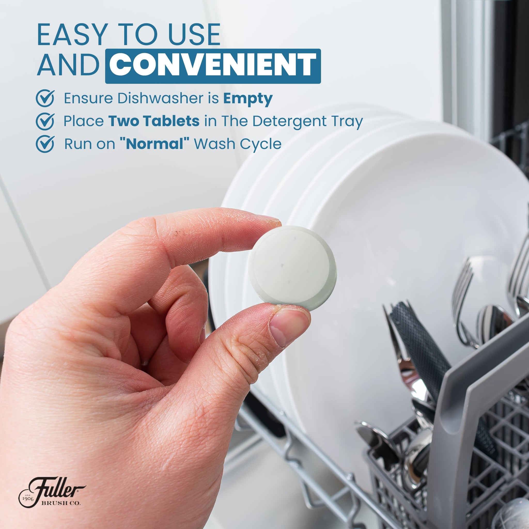 Fuller Dishwasher Cleaner Tabs - Lemon Scent - Eliminates Limescale, Grease & Odors - Septic Safe, Compatible with All Dishwasher Types - (Pack of 2)