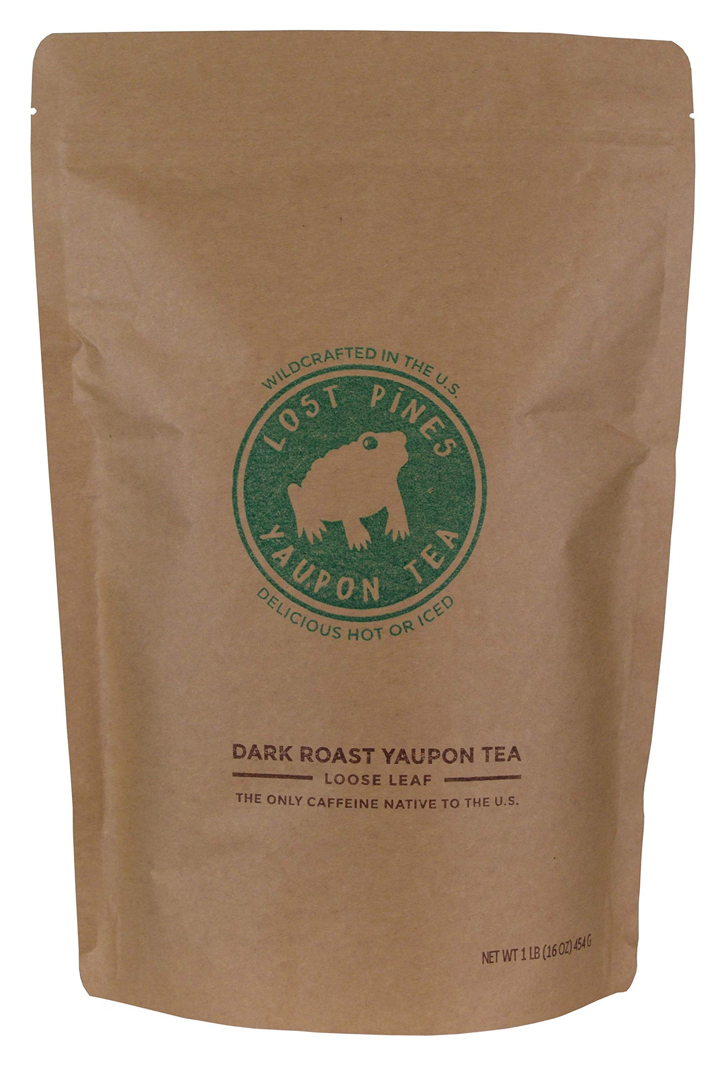 1LB (16oz) Dark Roast Yaupon Tea (loose leaf) - Lost Pines Yaupon Tea - Sustainably wild harvested yaupon, the only caffeinated plant native to North