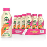 Saint James Iced Tea - Organic Green Tea - Non GMO, Gluten Free, Low Calorie & Low Sugar - Passion Fruit & Peach, 12 Pack (16 fl oz each)