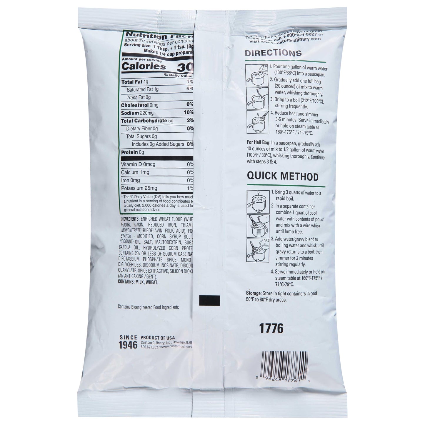 Custom Culinary PanRoast Country Gravy Mix, 20 Ounce -- 6 per case.