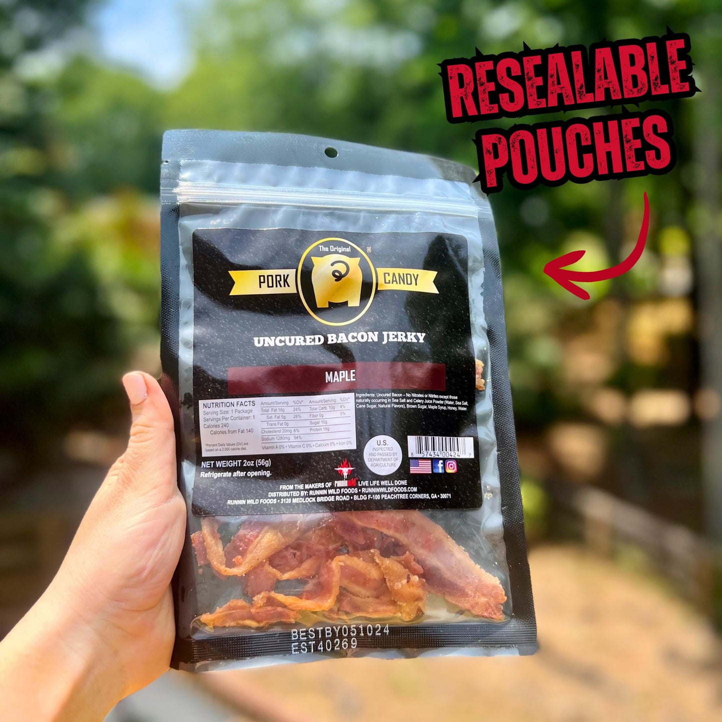 Delicious Maple Bacon Jerky - Made from 100% Real Uncured Bacon - Thick-Cut, Sweet & Savory Candied Bacon Strips - Irresistibly Flavorful Snack - 4oz