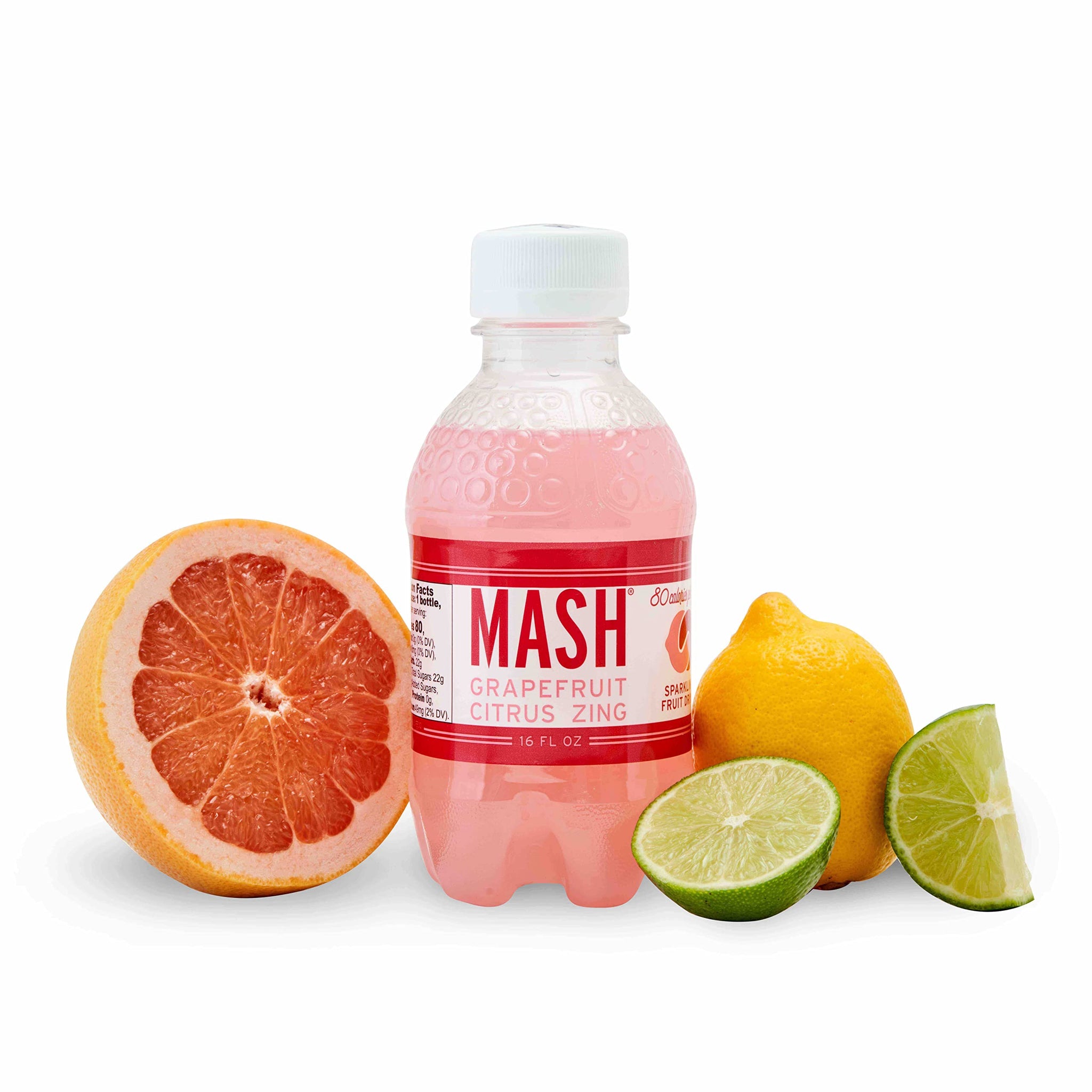 Boylan Bottling MASH Great Tasting Grapefruit Citrus Zing - Lightly Carbonated Fruit Drink - Low Calorie & No Sugar - Made With All Natural Pure Cane
