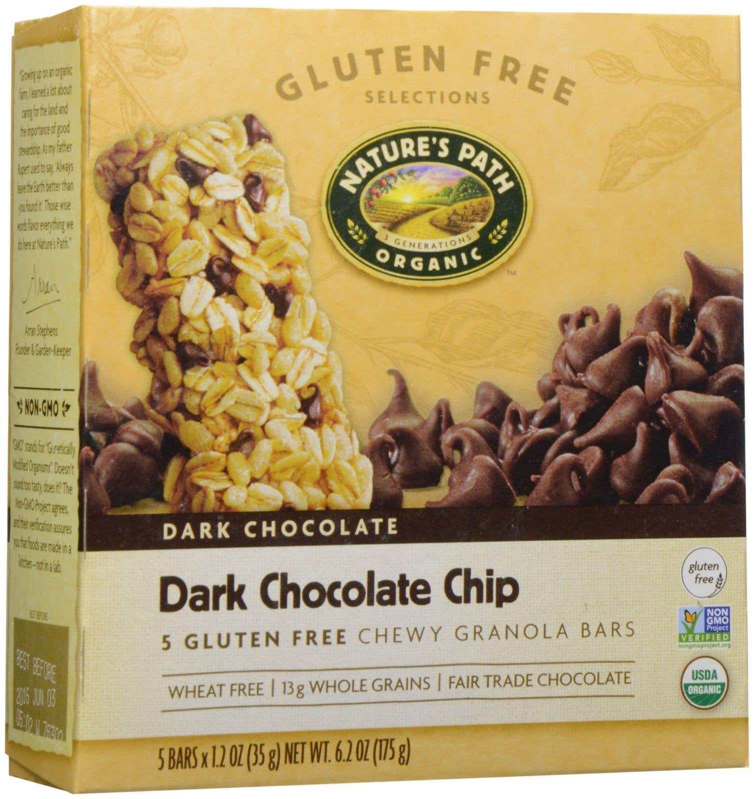 Nature's Path Gluten Free Granola Bar, Dark Chocolate Chip, 6.17 Ounce