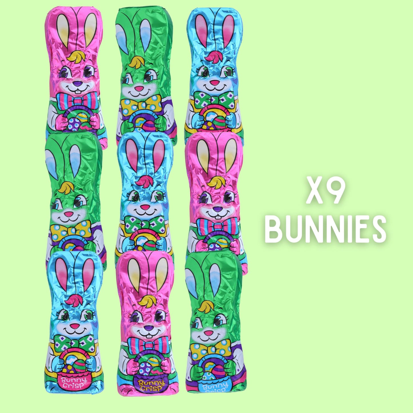 Milk Chocolate Flavored Easter Bunny Crisps, Individually Foil Wrapped, Basket Stuffer Candy, 3 Ounces (Pack of 3)
