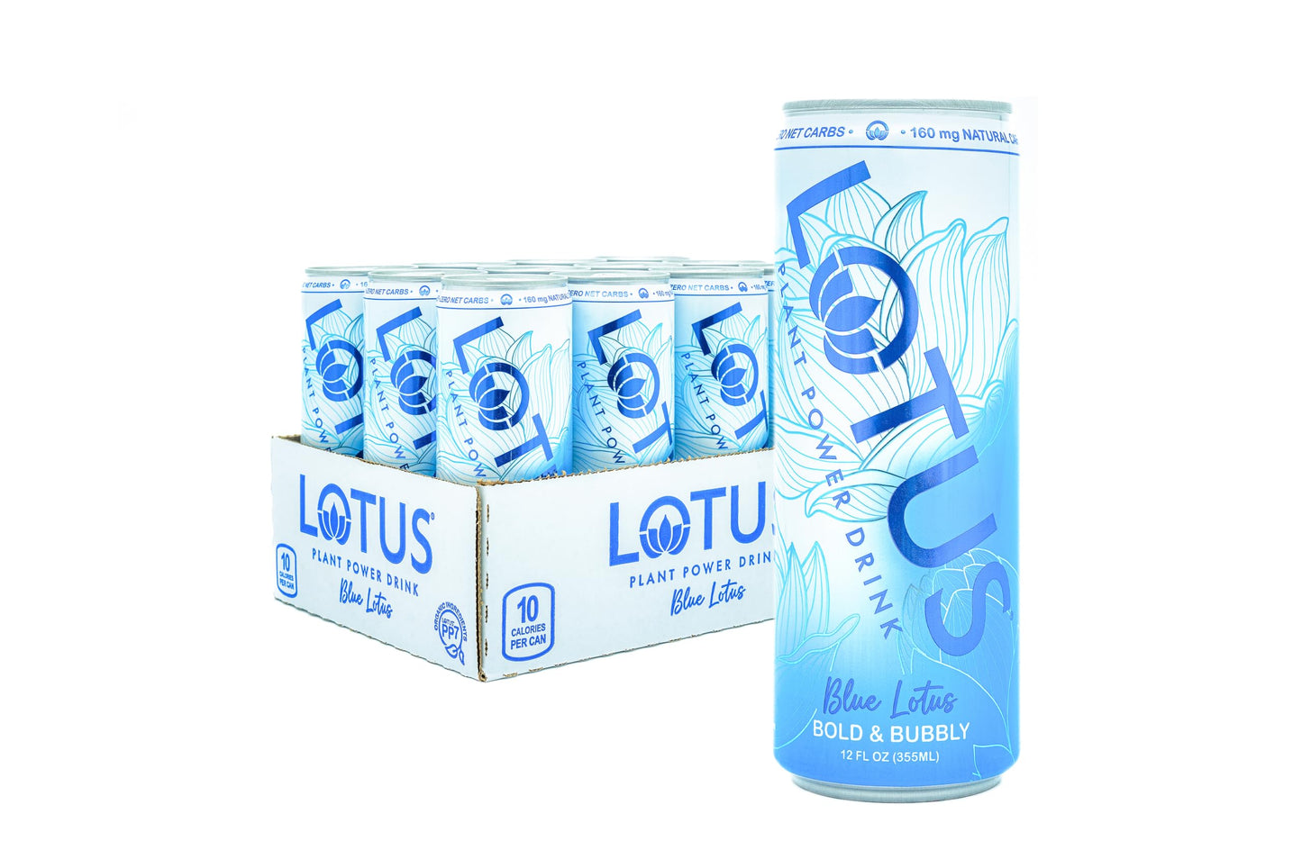 Blue Lotus Plant Power Drink™ | Sugar Free, Low Calorie | 160 mg Natural Caffeine from Green Coffee Bean | Plant-Based Ingredients | Zero Sugar | 10