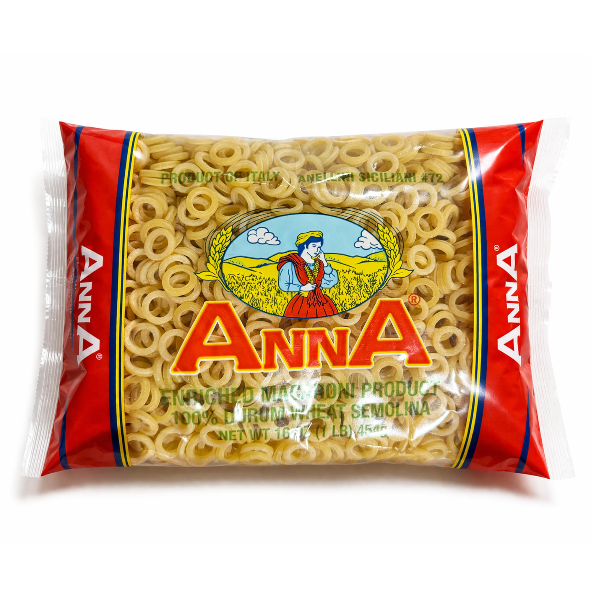 Anna - Italian Anellini Siciliani Pasta #72, (4)- 16 oz. Pkgs.